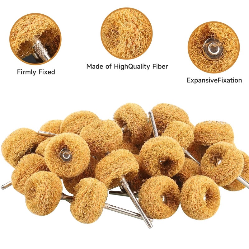 Shineboc 100 PCS Abrasive Buffing Wheels,1 Inch Buffing Polishing Wheel Set for Rotary Tool Accessorie 1/8'' (3mm) Shank, Yellow 80 Grits for Metal,Wood, Rust Removal - Image 3